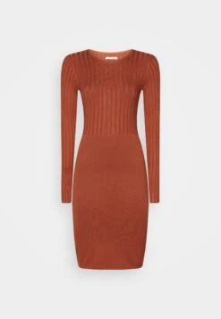Anna Field Crew Ausschnitt Ripp Top Bodycon Mini Strickkleid - Shift Dress - Brown