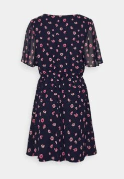 Anna Field V-Neck Sleeve Dress- Day Dress - Dark Blue/Pink -Fashion Shop 3d8d3e90bbc2459cb8ab13568866af55