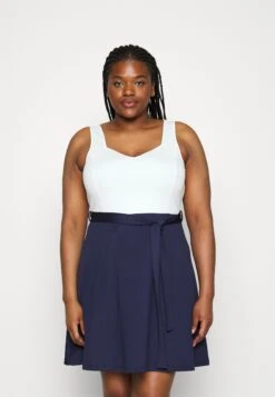 Jersey Dress - Dark Blue/White