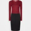 Anna Field Crew Ausschnitt Ripp Top Bodycon Mini Strickkleid - Shift Dress - Dark Red/Black