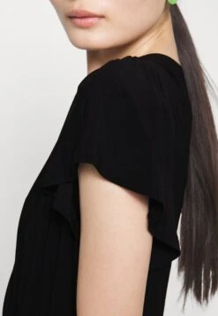 Frilled Cap Sleeves Flared Dress - Jersey Dress - Black -Fashion Shop 5b8e9611fb0d41cd8649017fb9c797e7