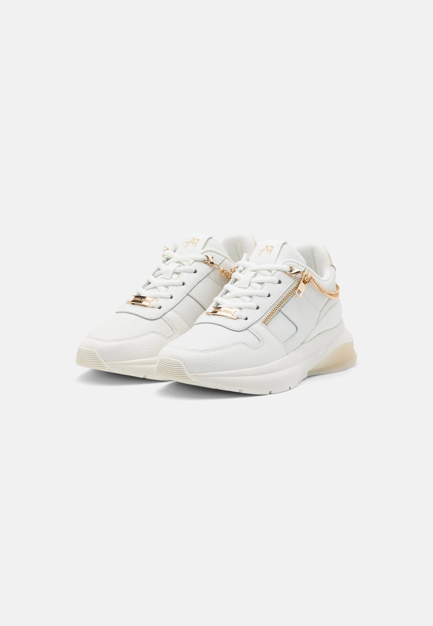 Anna Field Leather- Trainers - White/Gold 3 Anna Field Leather- Trainers - White/Gold - Image 3
