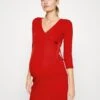 Wrapped Dress - Jersey Dress - Red