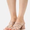 Anna Field Leather- Heeled Mules - Light Pink