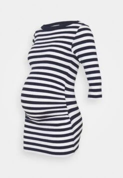 Long Sleeved Top - Dark Blue/White