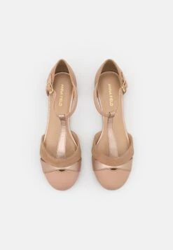 Anna Field Leather- Ankle Strap Ballet Pumps - Beige -Fashion Shop 73c38bb24120454f8ba43b110b67ae48