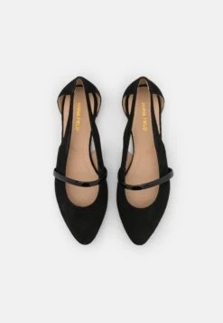 Anna Field Leather - Ankle Strap Ballet Pumps - Black -Fashion Shop 793b8fa11c7644bbb628deebef466ba1