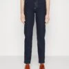 Straight Leg Jeans - Dark Blue Denim