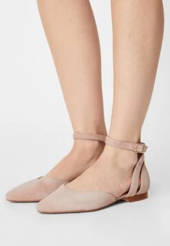 Anna Field Leather - Ankle Strap Ballet Pumps - Beige