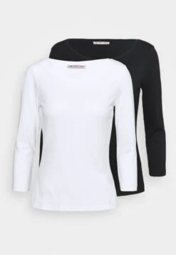 Anna Field 2 Pack - Long Sleeved Top - White/Black -Fashion Shop e9103d8e05a6451786eb0ce01a8aec49
