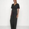 Short Sleeve Wrap Jumpsuit - Jumpsuit - Black