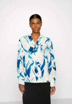 Anna Field Button-Down Blouse - White, Blue