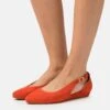Anna Field Leather- Ankle Strap Ballet Pumps - Red