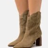 Anna Field Leather - Cowboy/Biker Ankle Boot - Khaki